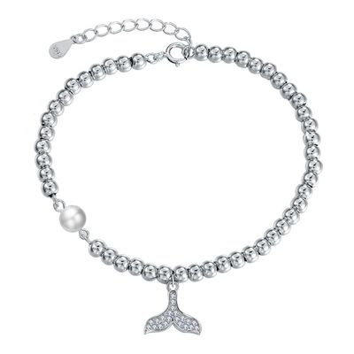 CZ 2 Gram19x0.35cm फिश टेल ब्रेसलेट यूनिसेक्स गिफ्ट सिल्वर स्लाइडर ब्रेसलेट