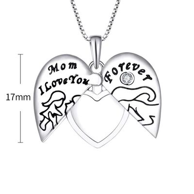 YASVITTI 925 स्टर्लिंग सिल्वर माँ मैं तुम्हें हमेशा के लिए प्यार करता हूँ हार्ट मेडलेंट लटकन हार महिलाओं के लिए