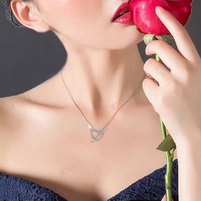 यास्विट्टी 925 स्टर्लिंग सिल्वर महिला हार 'एक तीर दिल के माध्यम से' जिरकोन पत्थर वेलेंटाइन दिवस पार्टी उपहार