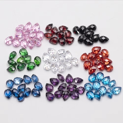 गुलाबी ग्रेनेट हरी सफेद नारंगी नीली रत्न Pear Shape Double Turtle Faceted Cubic Zirconia