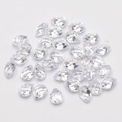 गुलाबी ग्रेनेट हरी सफेद नारंगी नीली रत्न Pear Shape Double Turtle Faceted Cubic Zirconia
