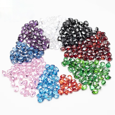 गुलाबी ग्रेनेट हरी सफेद नारंगी नीली रत्न Pear Shape Double Turtle Faceted Cubic Zirconia