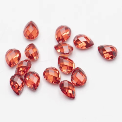 गुलाबी ग्रेनेट हरी सफेद नारंगी नीली रत्न Pear Shape Double Turtle Faceted Cubic Zirconia