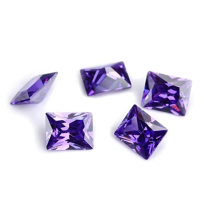 फैक्टरी थोक रत्न रंग मोइसानाइट आयत 3 ए 5 ए ढीला घन Zirconia पत्थर 4ct के लिए Moissanite अंगूठी