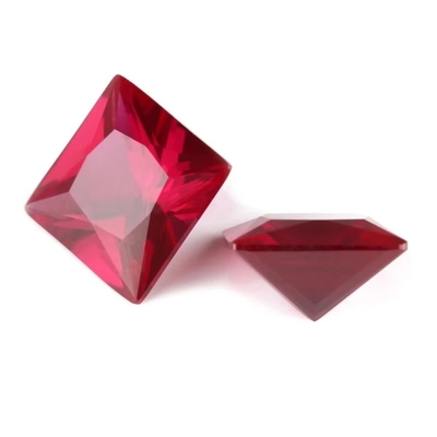 राजकुमारी स्क्वायर कट सिंथेटिक रूबी 5# कॉरंडम ढीला रत्न Moissanite सगाई के लिए छल्ले के लिए