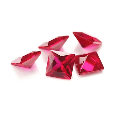 राजकुमारी स्क्वायर कट सिंथेटिक रूबी 5# कॉरंडम ढीला रत्न Moissanite सगाई के लिए छल्ले के लिए