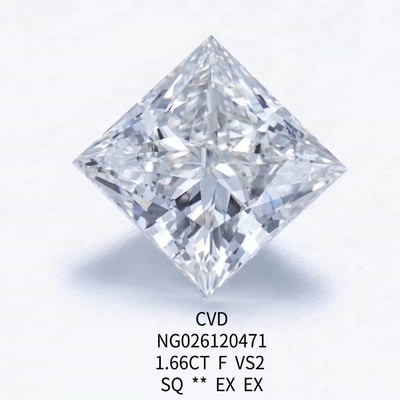 आईजीआई प्रमाण पत्र एनजीआईसी लैब उगाया हीरा राजकुमारी वर्ग कट 1.66ct एफ वीएस 2 ढीला एचपीटी सीवीडी हीरा मोइसानाइट