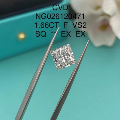 आईजीआई प्रमाण पत्र एनजीआईसी लैब उगाया हीरा राजकुमारी वर्ग कट 1.66ct एफ वीएस 2 ढीला एचपीटी सीवीडी हीरा मोइसानाइट