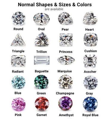 3 मिमी-12 मिमी लैब बढ़ी डी रंगहीन VVS1 Moissanite पत्थरों के लिए एकदम सही पन्ना राजकुमारी अंडाकार Pear Marquise और कुशन आकार