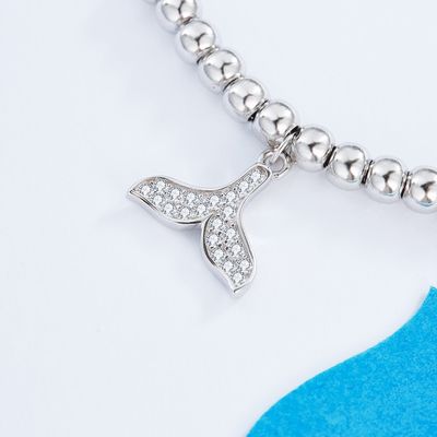 CZ 2 Gram19x0.35cm फिश टेल ब्रेसलेट यूनिसेक्स गिफ्ट सिल्वर स्लाइडर ब्रेसलेट