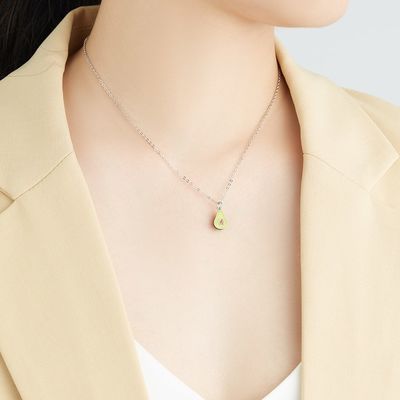 1.1x0.8cm 5A 17.7 '' नाशपाती के आकार का लटकन स्टर्लिंग चांदी के आभूषण हार 2.9g