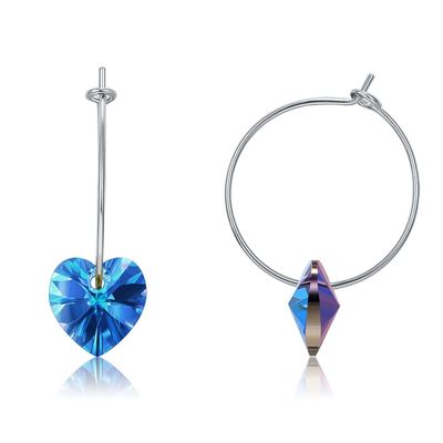 स्वारोवस्की क्रिस्टल के साथ 925 स्टर्लिंग सिल्वर कस्टम हूप बालियां 20 × 10 मिमी