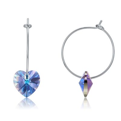 स्वारोवस्की क्रिस्टल के साथ 925 स्टर्लिंग सिल्वर कस्टम हूप बालियां 20 × 10 मिमी