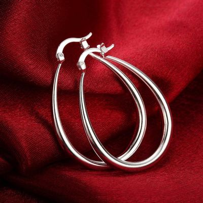 महिला महिला के लिए प्लेटिनम मढ़वाया चिकना सर्कल 14k गोल्ड हुप्स 30 × 21 मिमी